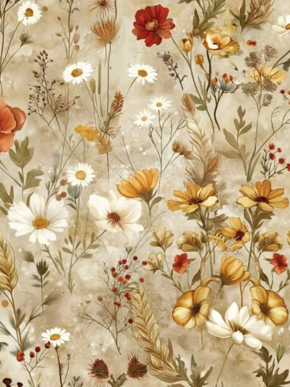 Vintage Plant and Floral Wallpaper